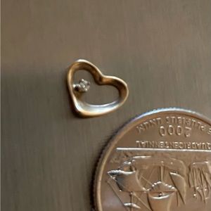 14k gold floating heart charm with tiny diamond